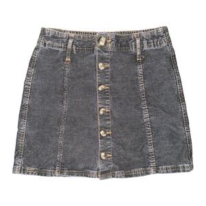 American Eagle High Rise A-Line Mini Skirt 26 Green Corduroy Button Front Preppy